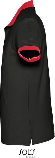 Men's two-tone polo shirt - black-red