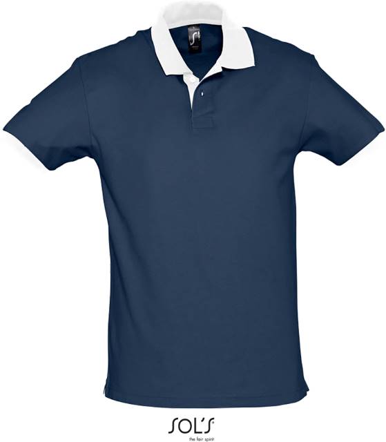 Men's two-tone polo shirt - navy blue-white