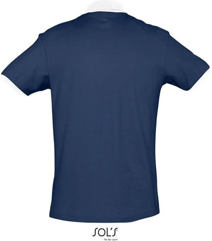 Men's two-tone polo shirt - navy blue-white
