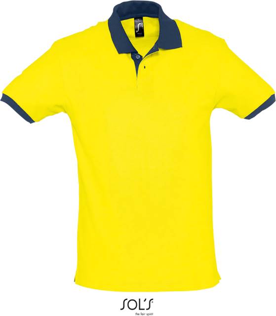 Men's two-tone polo shirt - lemon-navy blue