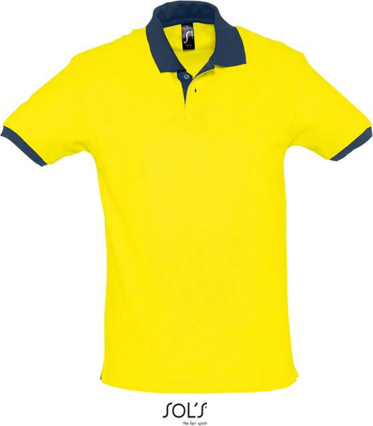 Men's two-tone polo shirt - lemon-navy blue