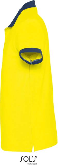 Men's two-tone polo shirt - lemon-navy blue