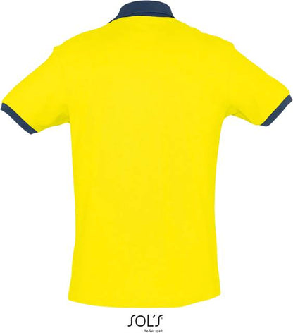 Men's two-tone polo shirt - lemon-navy blue