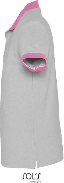 Men's two-tone polo shirt - gray melange-pink