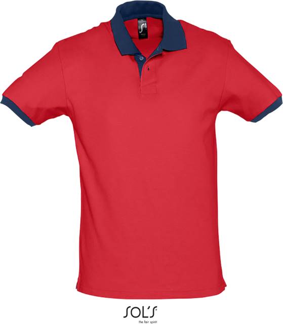 Men's two-tone polo shirt - red-navy blue