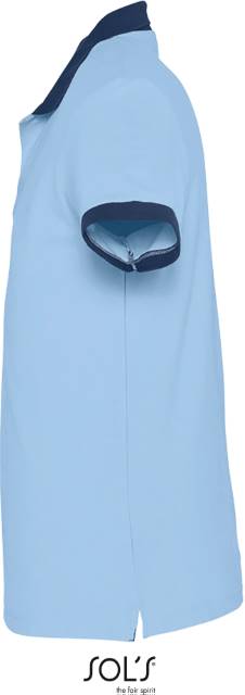 Men's two-tone polo shirt - sky blue-dark blue