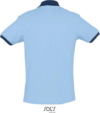 Men's two-tone polo shirt - sky blue-dark blue