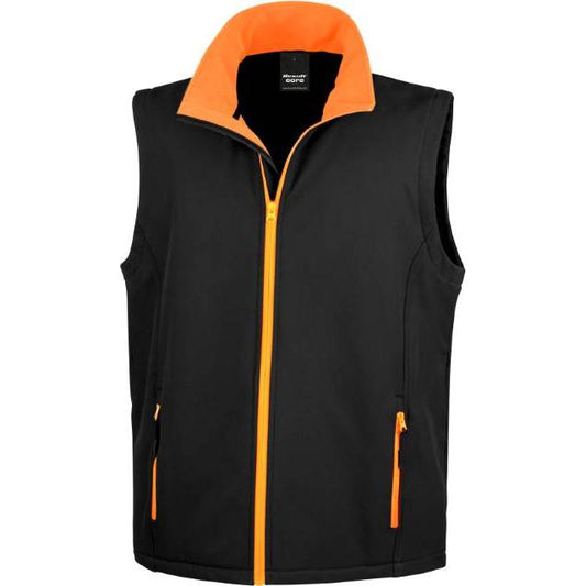 Men's 2-layer softshell vest, color black-orange