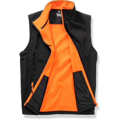 Men's 2-layer softshell vest, color black-orange