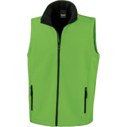 Men's 2-layer softshell vest, bright green-black color