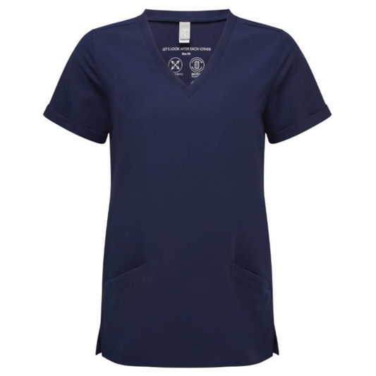 Women's tunic with V-neck and elastic fabric - color navy blue