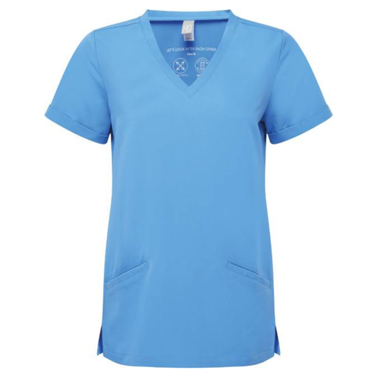 Women's tunic with V-neck and elastic fabric - sky blue color