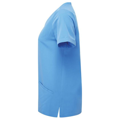 Women's tunic with V-neck and elastic fabric - sky blue color