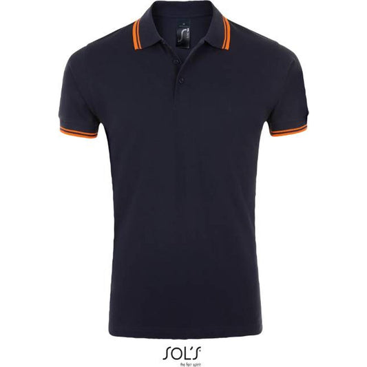 Men's polo shirt - navy blue-orange color, Sol's