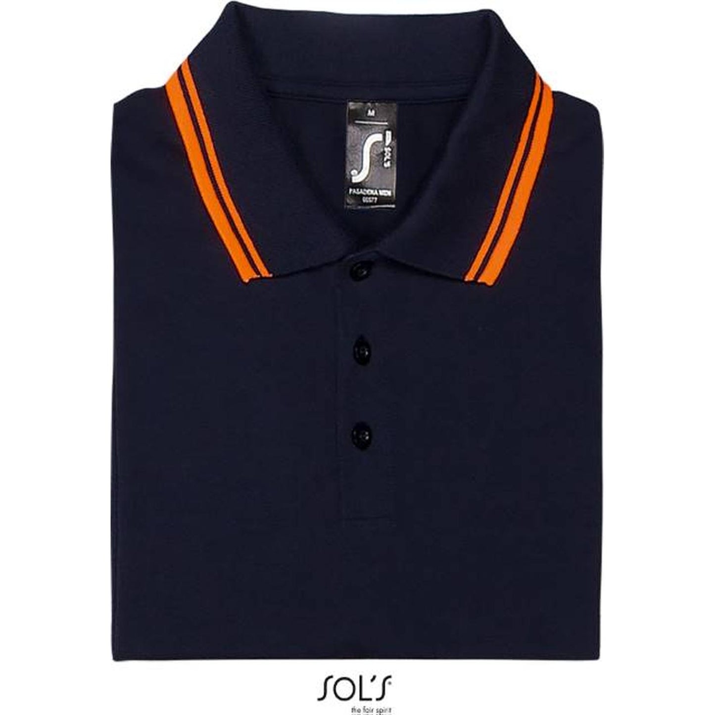 Men's polo shirt - navy blue-orange color, Sol's