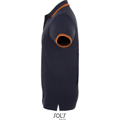 Men's polo shirt - navy blue-orange color, Sol's