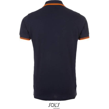 Men's polo shirt - navy blue-orange color, Sol's