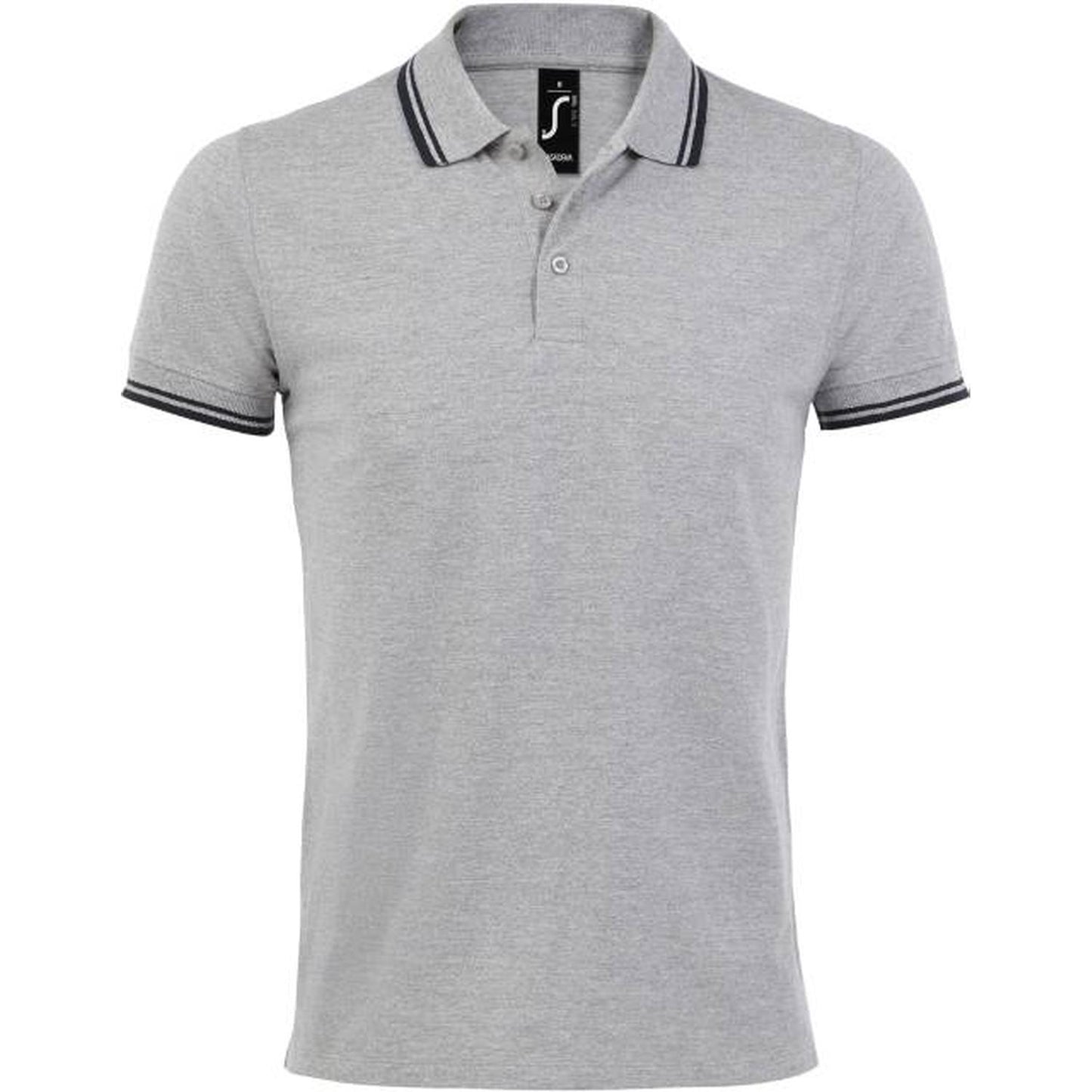 Men's polo shirt - color gray melange-dark blue, Sol's