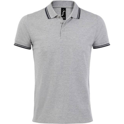 Men's polo shirt - color gray melange-dark blue, Sol's