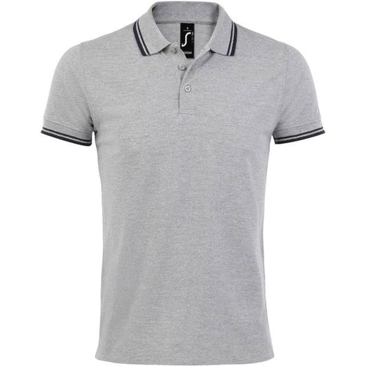 Men's polo shirt - color gray melange-dark blue, Sol's
