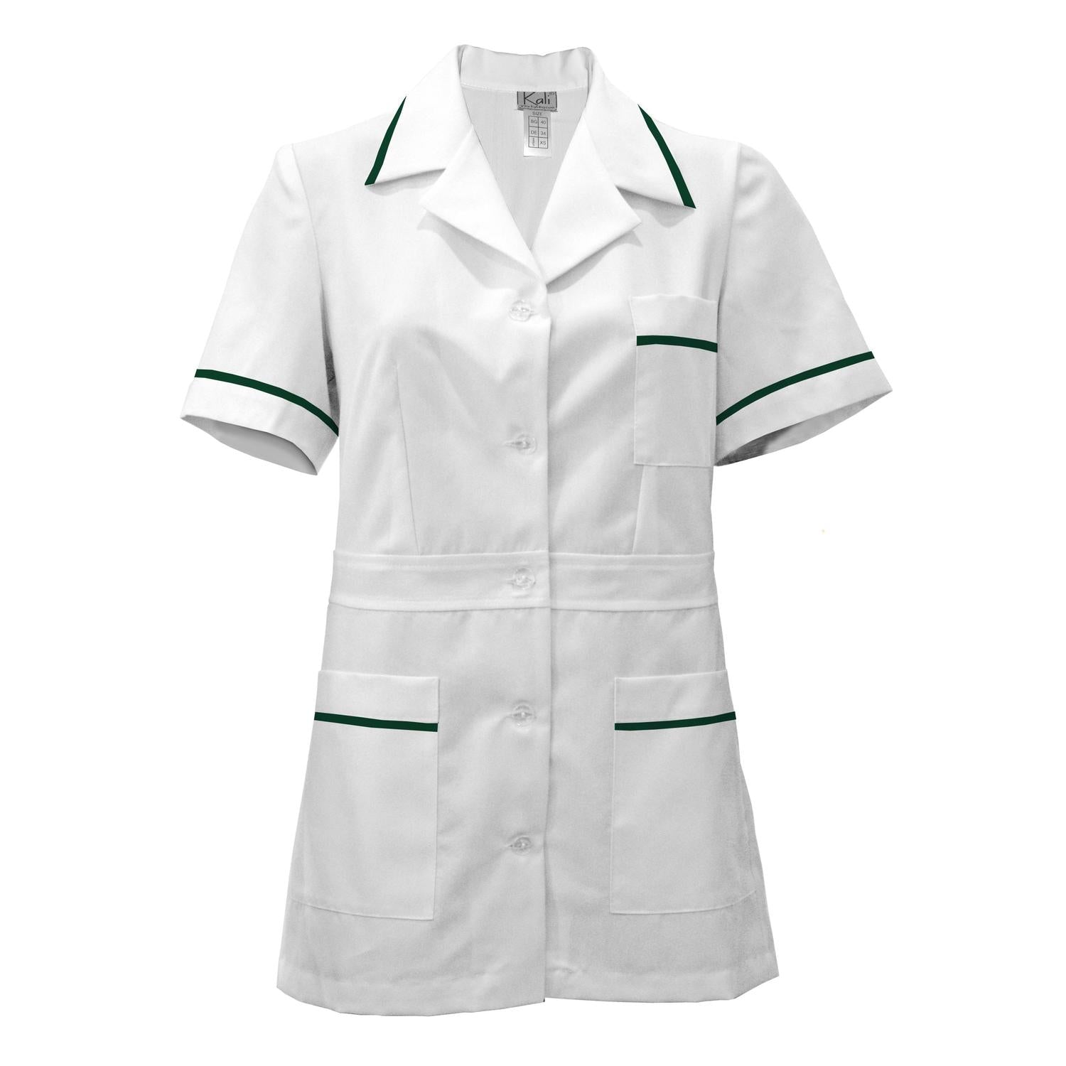 Дамска бяла туника с гарнитура - цвят маслено зелен, модел F230-1 – Медицински облекла Кали