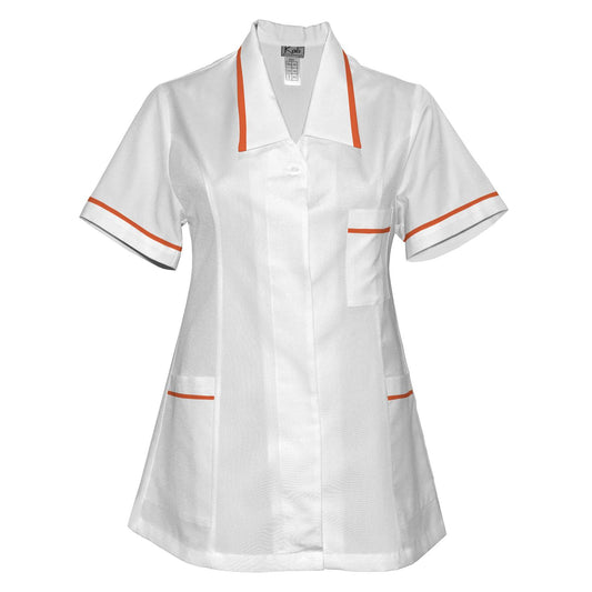 Дамска бяла туника с гарнитура - цвят оранжев, модел F212-2T – Медицински облекла Кали