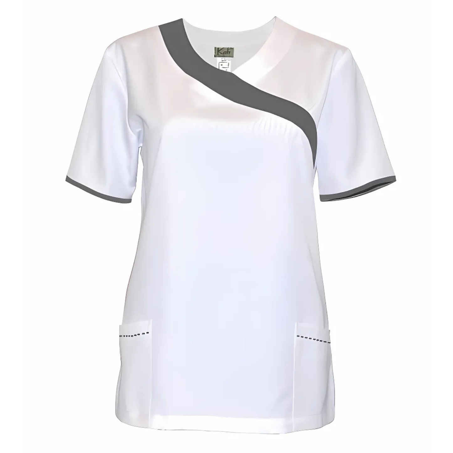 Дамска бяла туника с гарнитура - цвят тъмносив, модел FVDL – Медицински облекла Кали