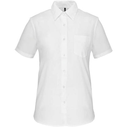 Дамска блуза от поплин с къс ръкав - цвят бял – Медицински облекла Кали