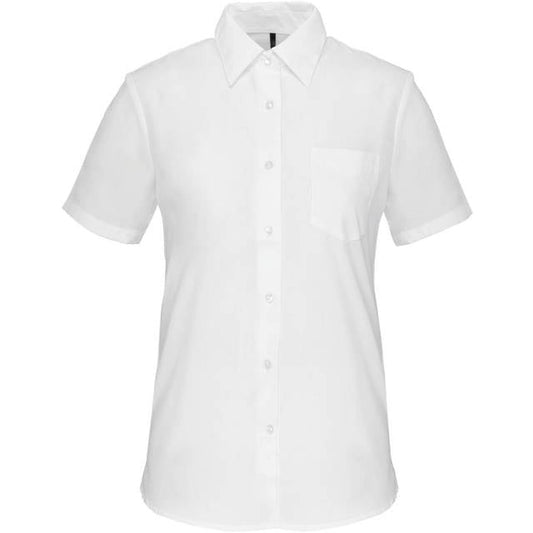 Дамска блуза от поплин с къс ръкав - цвят бял – Медицински облекла Кали