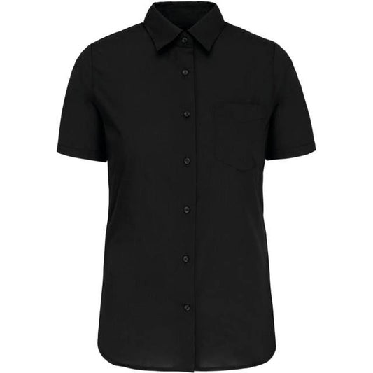 Дамска блуза от поплин с къс ръкав - цвят черен – Медицински облекла Кали