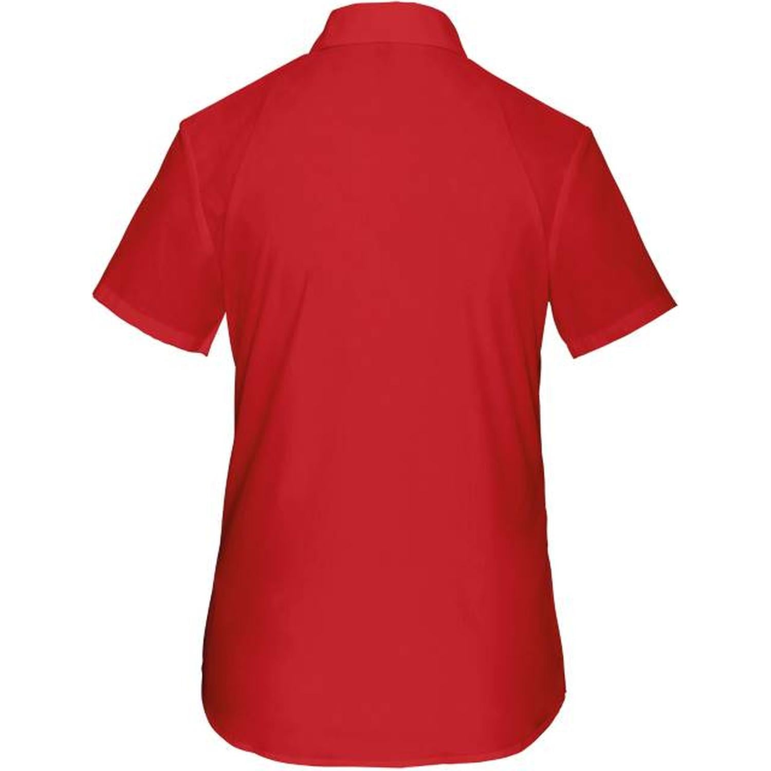 Дамска блуза от поплин с къс ръкав - цвят червен – Медицински облекла Кали