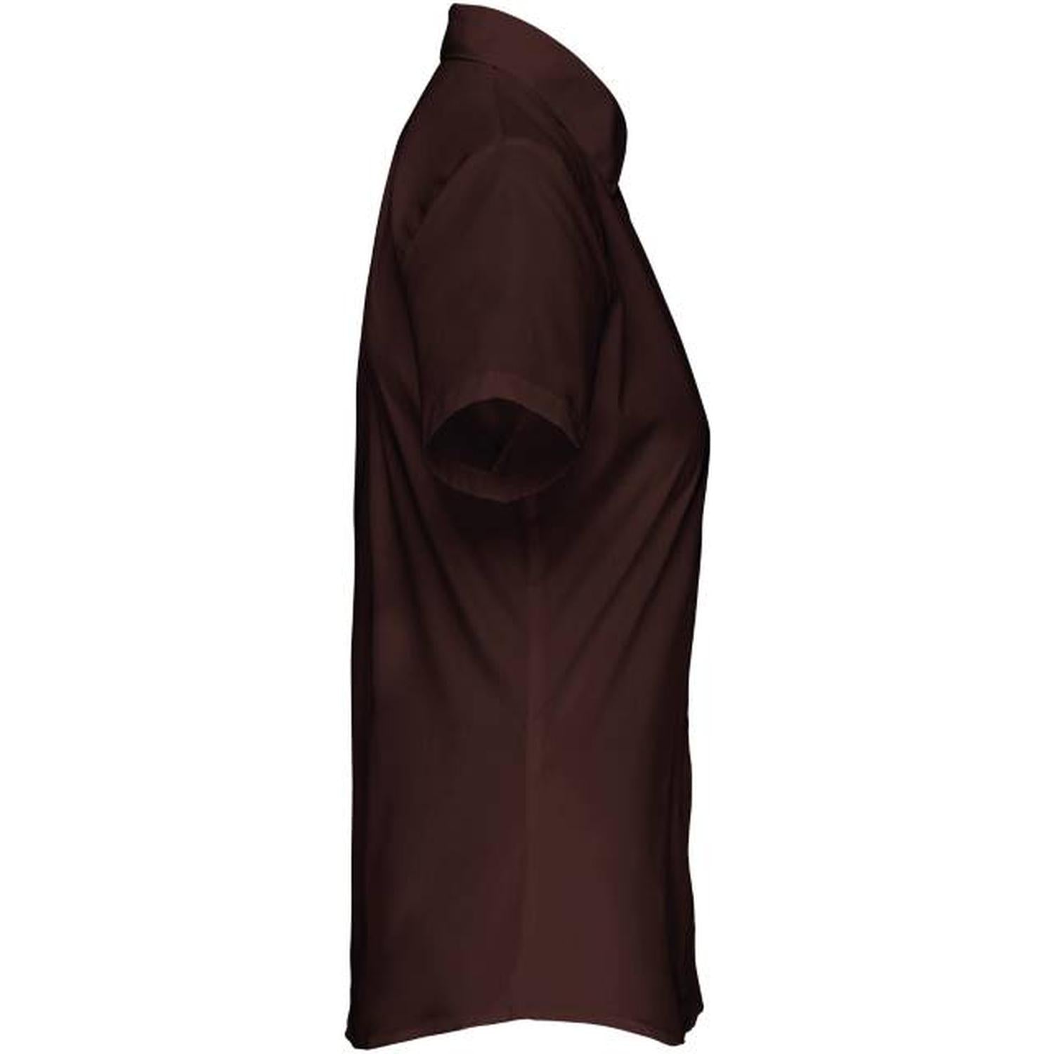 Дамска блуза от поплин с къс ръкав - цвят кафяв – Медицински облекла Кали