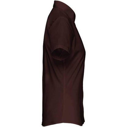 Дамска блуза от поплин с къс ръкав - цвят кафяв – Медицински облекла Кали