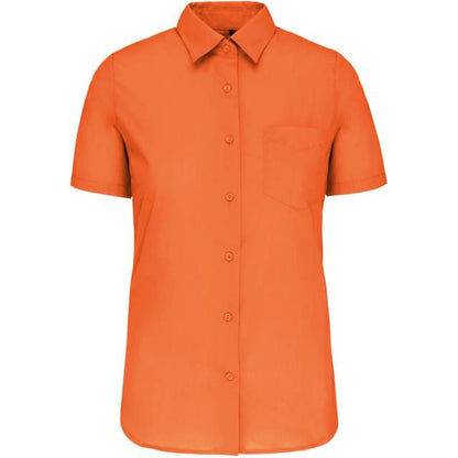 Дамска блуза от поплин с къс ръкав - цвят оранжев – Медицински облекла Кали