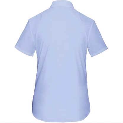 Дамска блуза от поплин с къс ръкав - цвят светло син – Медицински облекла Кали