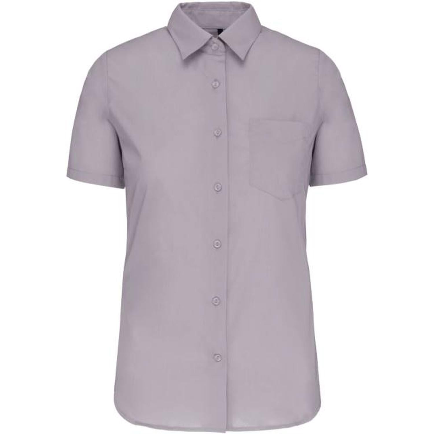 Дамска блуза от поплин с къс ръкав - цвят светлосив – Медицински облекла Кали