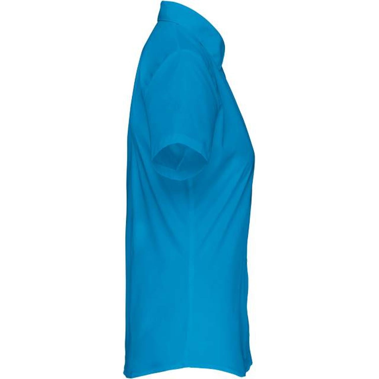 Дамска блуза от поплин с къс ръкав - цвят тюркоаз – Медицински облекла Кали