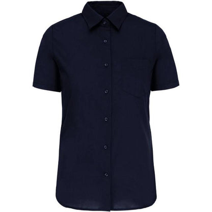 Дамска блуза от поплин с къс ръкав - цвят тъмносин – Медицински облекла Кали