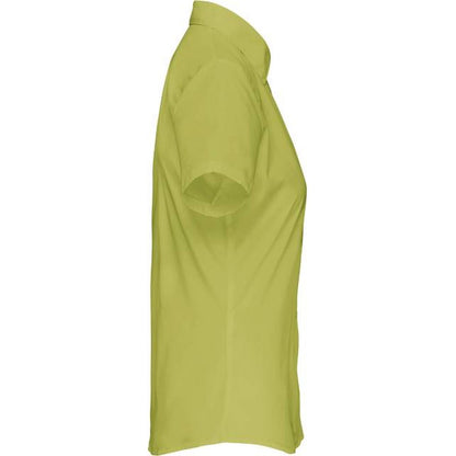 Дамска блуза от поплин с къс ръкав - цвят жълто-зелен – Медицински облекла Кали