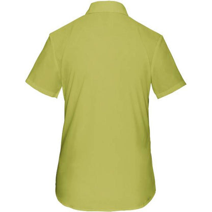 Дамска блуза от поплин с къс ръкав - цвят жълто-зелен – Медицински облекла Кали