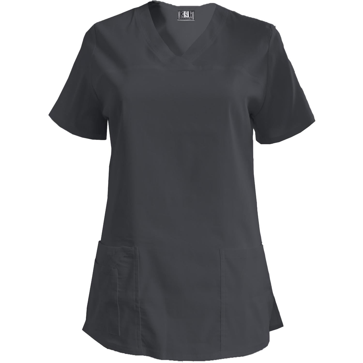 Дамска еластична туника - тъмно сива без допълнителен кант, модел FVE – Медицински облекла Кали