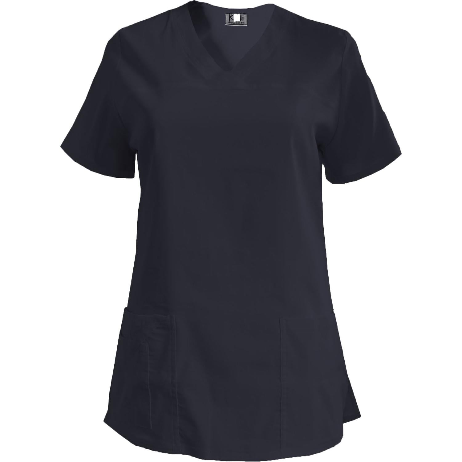Дамска еластична туника - тъмносиня без допълнителен кант, модел FVE – Медицински облекла Кали