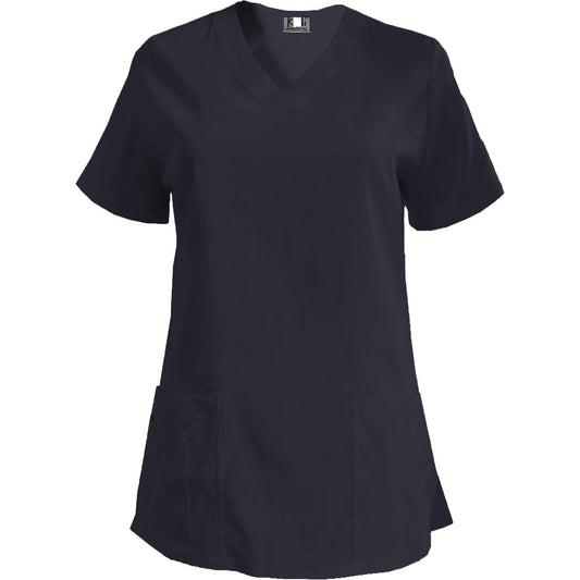 Дамска еластична туника - тъмносиня без допълнителен кант, модел FVE – Медицински облекла Кали