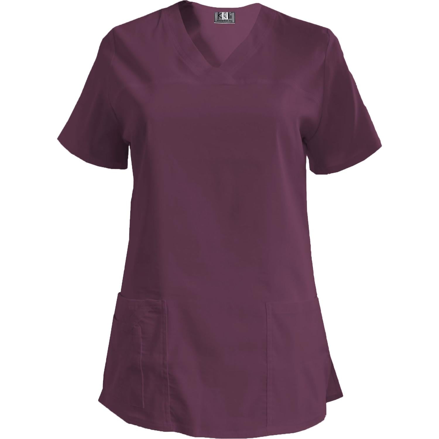 Дамска еластична туника - цвят слива без допълнителен кант, модел FVE – Медицински облекла Кали