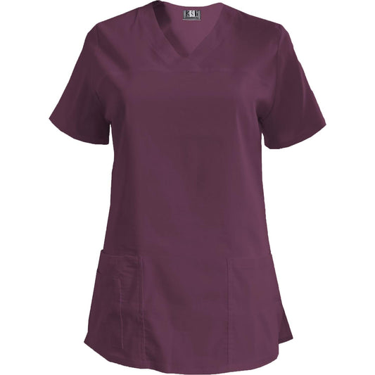 Дамска еластична туника - цвят слива без допълнителен кант, модел FVE – Медицински облекла Кали