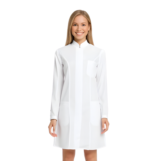 Дамска престилка - цвят бял, модел FS234-2- Медицински облекла Кали