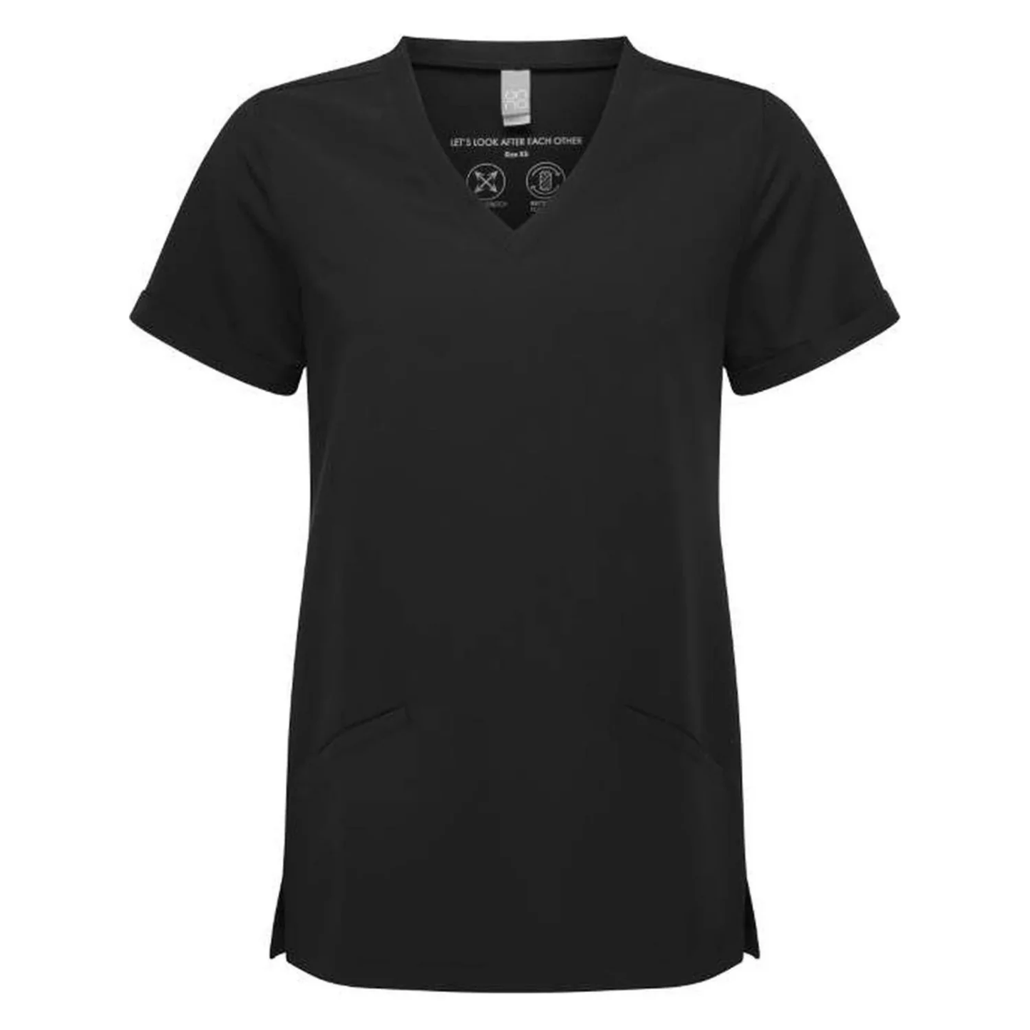 Дамска туника с V-образно деколте и еластична материя - цвят черен – Медицински облекла Кали