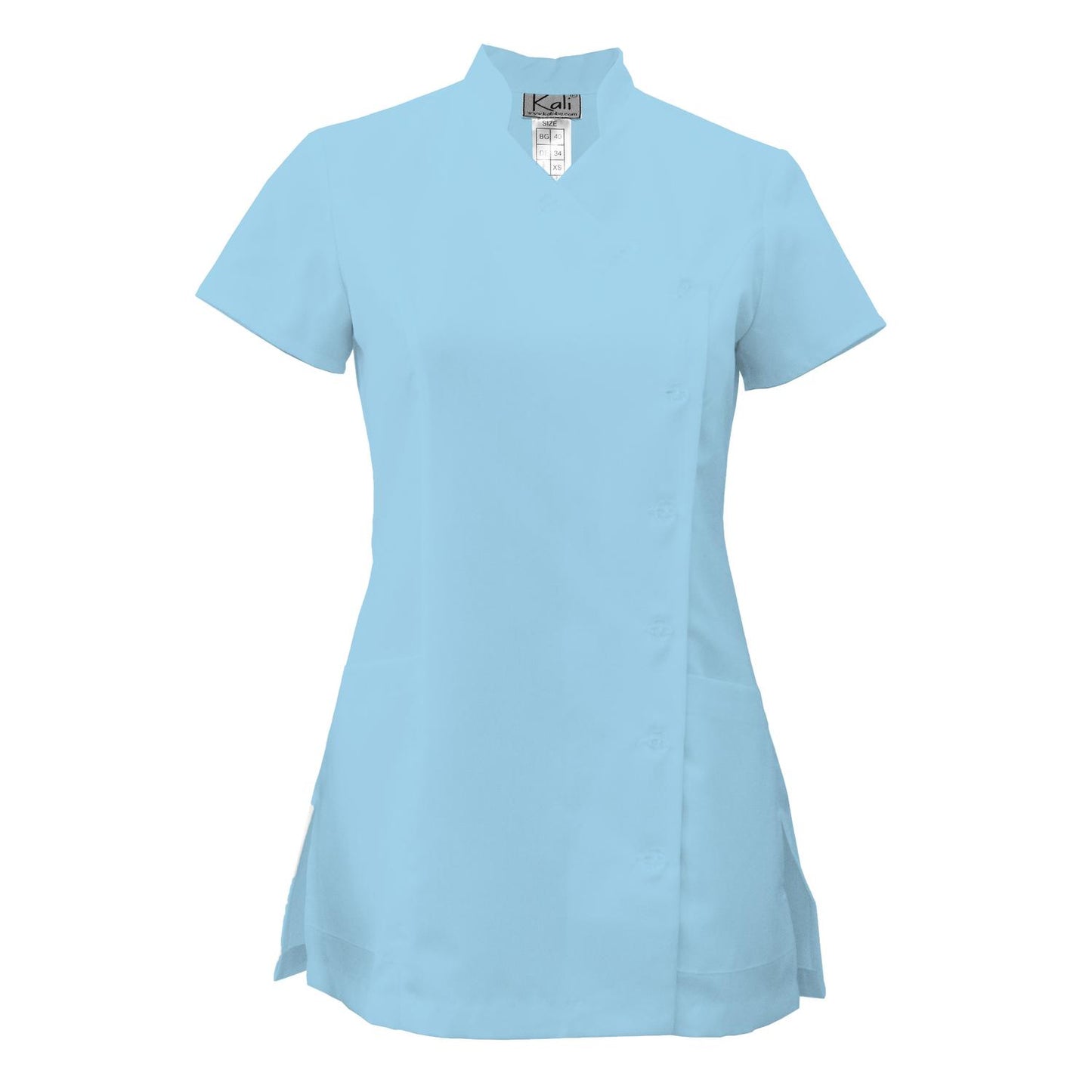 Дамска туника странично закопчаване - цвят светло син, модел F207-4A – Медицински облекла Кали