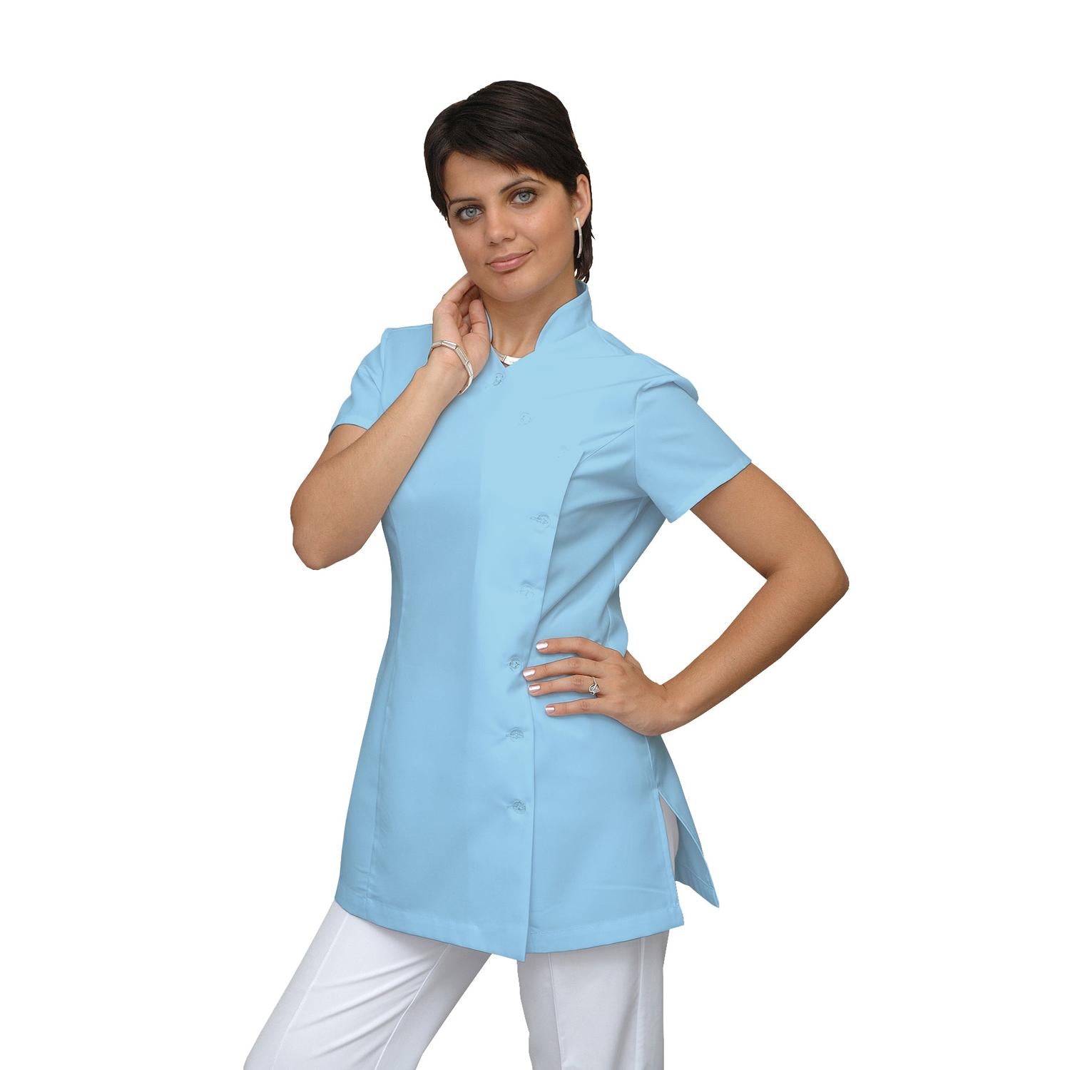 Дамска туника странично закопчаване - цвят светло син, модел F207-4A – Медицински облекла Кали