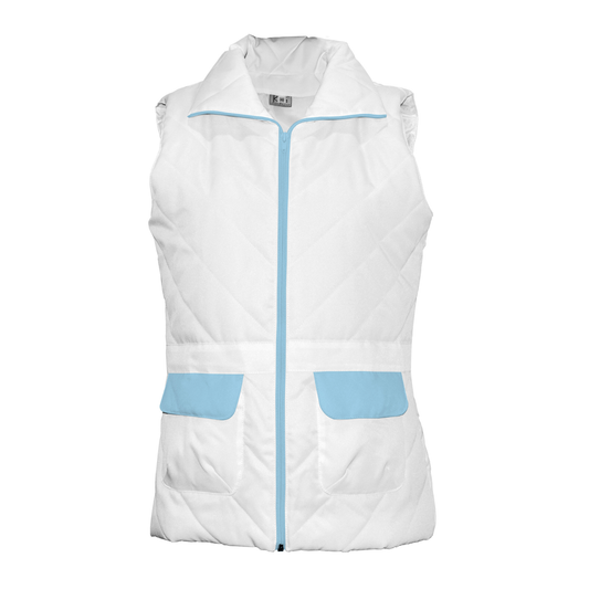 Women's white vest with trim - color light blue, model ES230-1